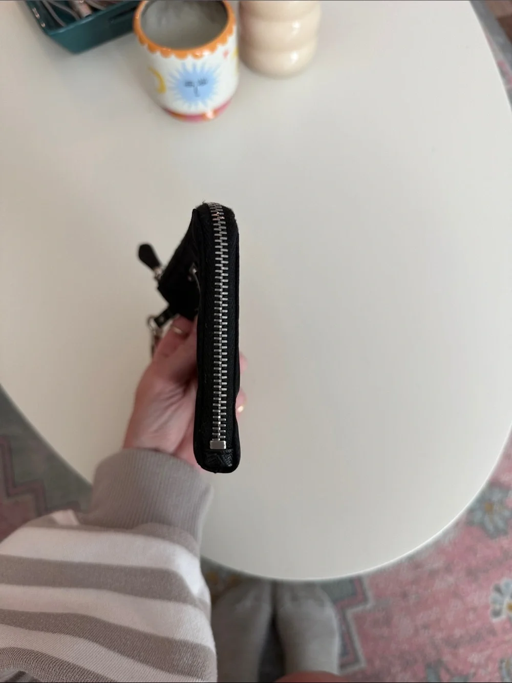 Prada Black Nylon Zip Wristlet / Pouch Wallet